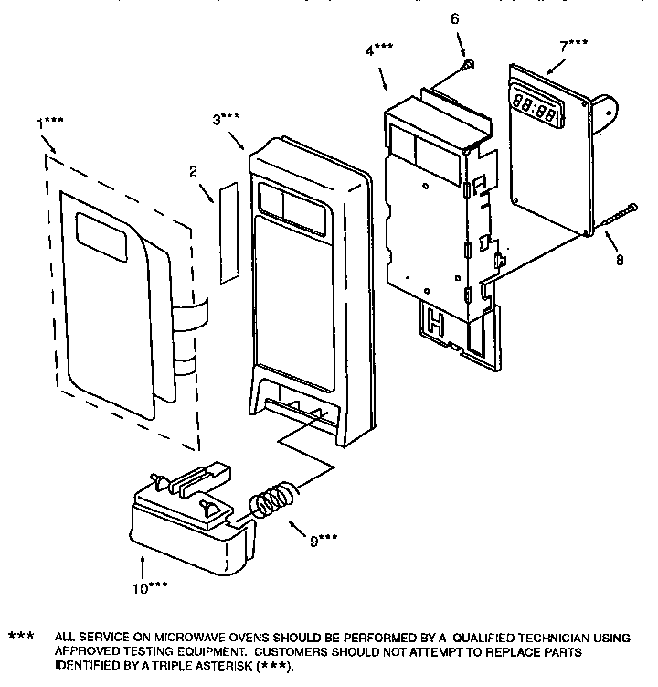 Control Panel Diagram and Parts List for 56568300790  Kenmore Microwave