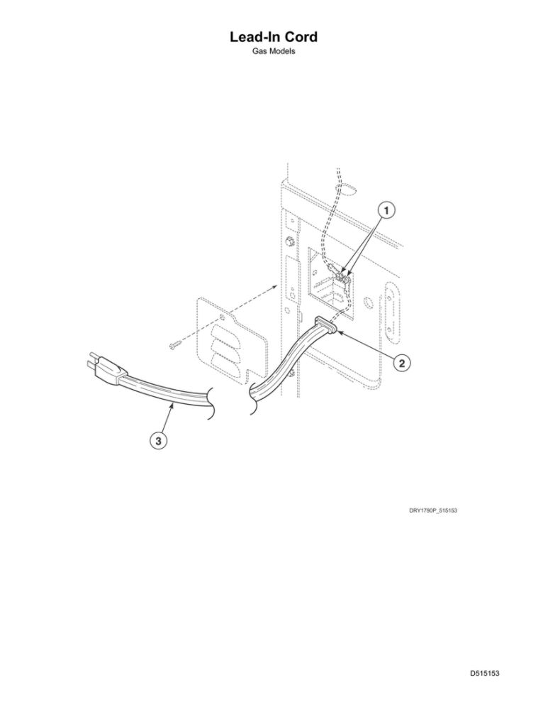 Lead-In Cord Diagram and Parts List for ADG3SRGS113TW01  Speed Queen Dryer