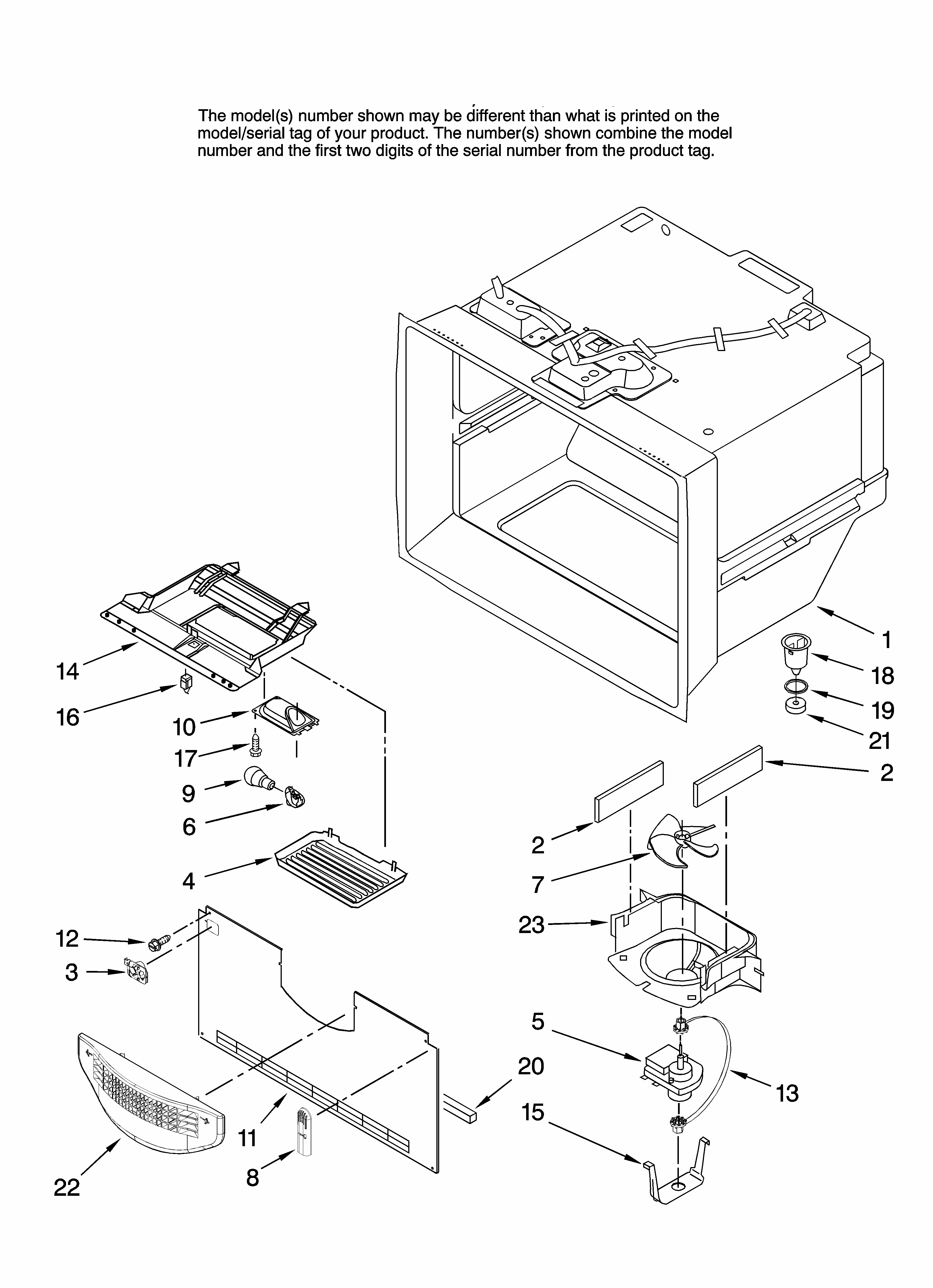 Freezer Liner Parts Diagram and Parts List for GB5526FEAW10  Maytag Refrigerator