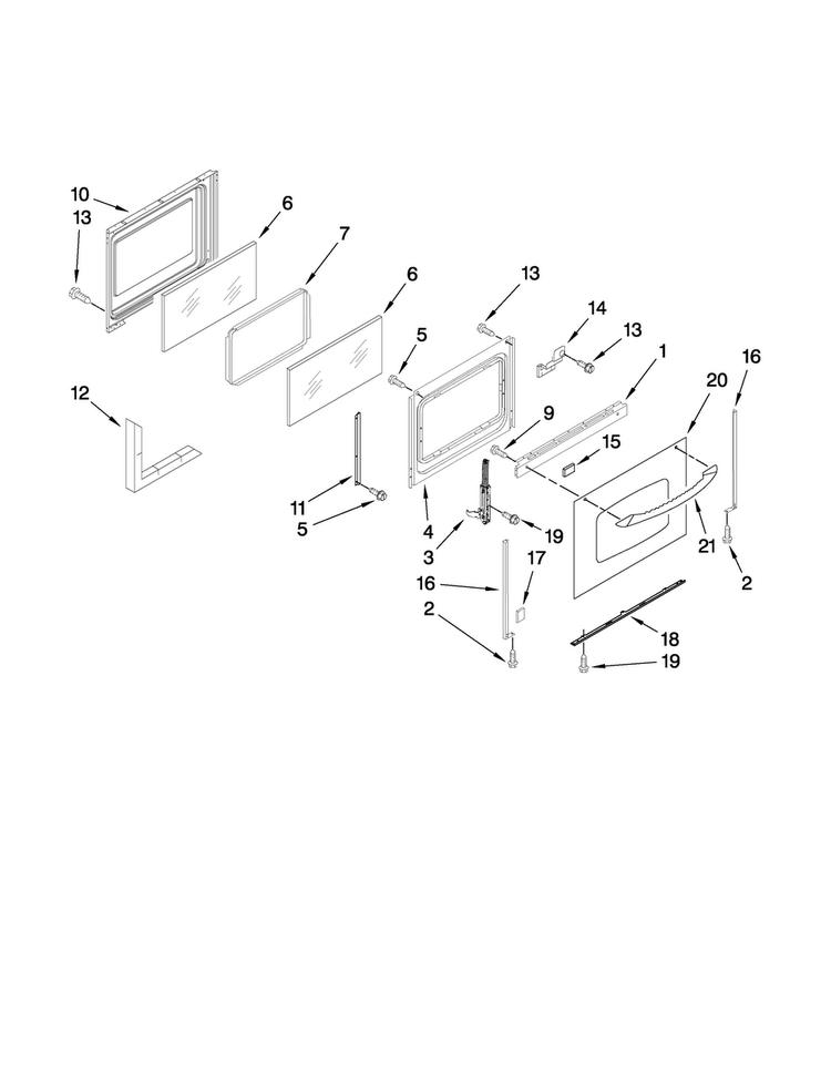 Door Parts Diagram and Parts List for JER8885RCW1  Jenn-Air Range