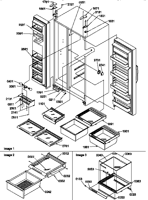 Refrigeratorfreezer Shelves, Lights, & Hinges Diagram and Parts List for SSD21SL-P1193908WL  Amana Refrigerator