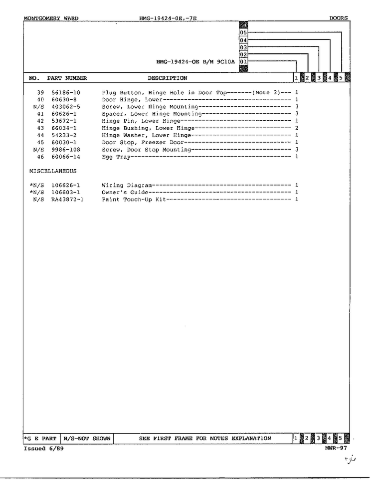 Doors Page 3 Diagram and Parts List for 19424E  Admiral Refrigerator
