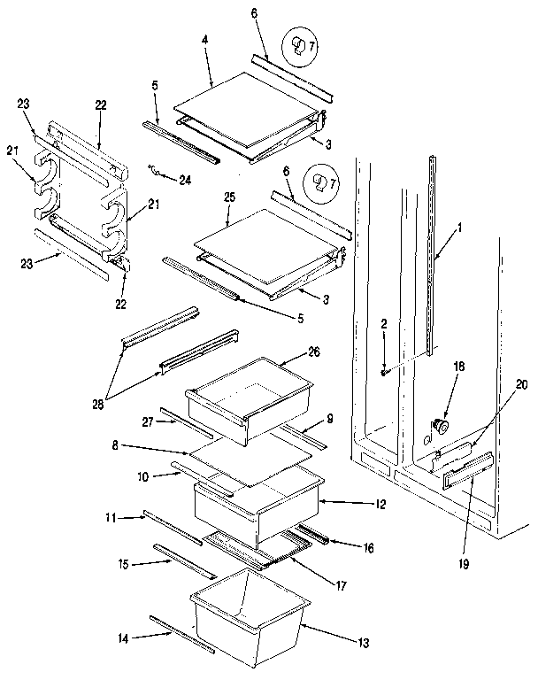 Shelves & Accessories Diagram and Parts List for JRSD226B MBQ32A Jenn-Air Refrigerator