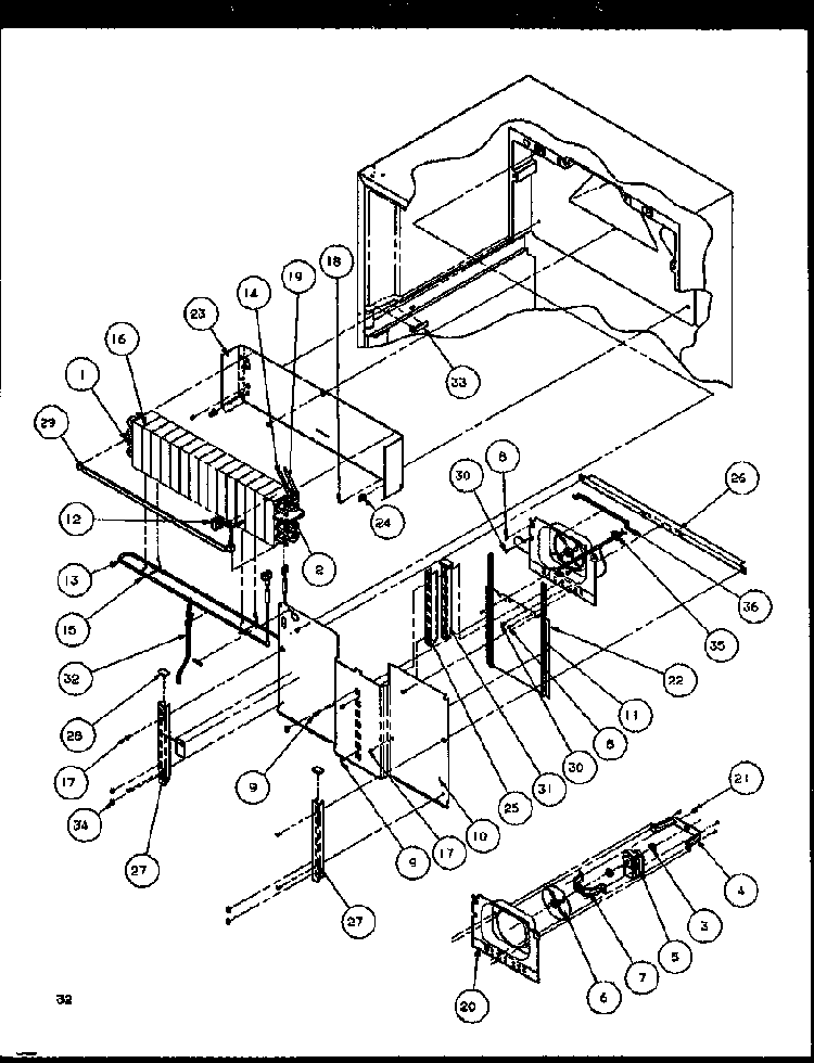 Evaporator Area Diagram and Parts List for TG18RBW-P1158303WW  Amana Refrigerator
