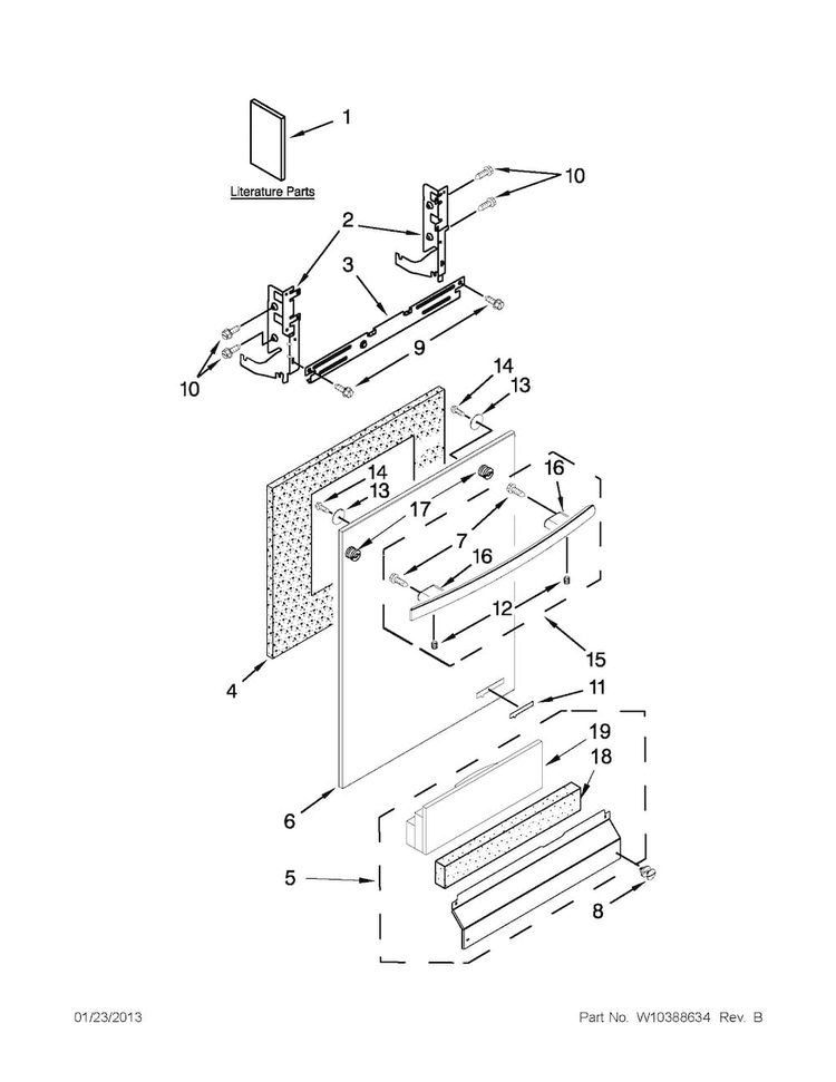 Door Panel Parts Diagram and Parts List for JDB3650AWR4  Jenn-Air Dishwasher