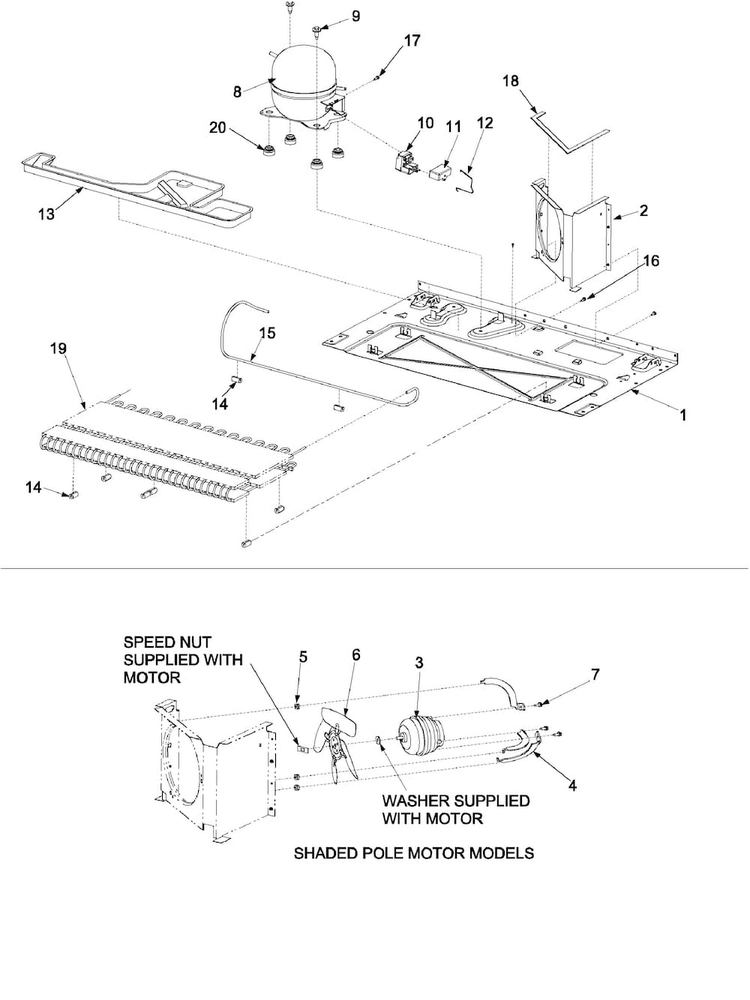 Compressor Diagram and Parts List for SK590-2-PSK590200W0  Maytag Refrigerator