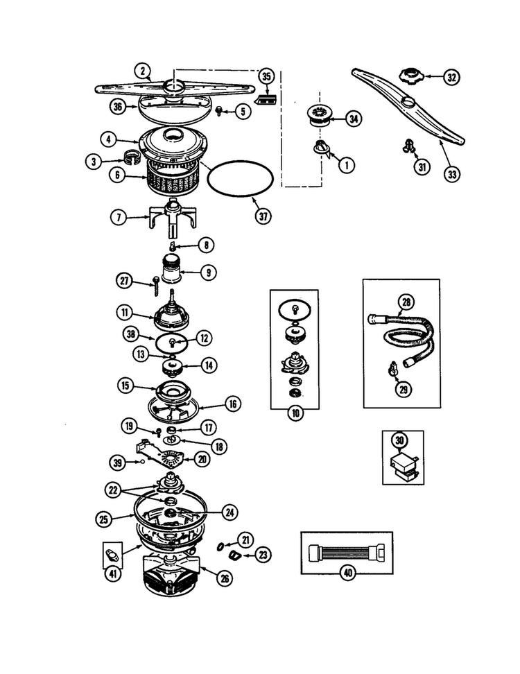 Pump And Motor Diagram and Parts List for JDB6510AWK  Jenn-Air Dishwasher