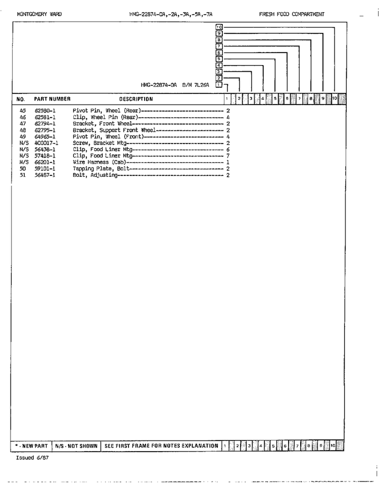 Fresh Food Compartment Page 3 Diagram and Parts List for 22874A  Admiral Refrigerator
