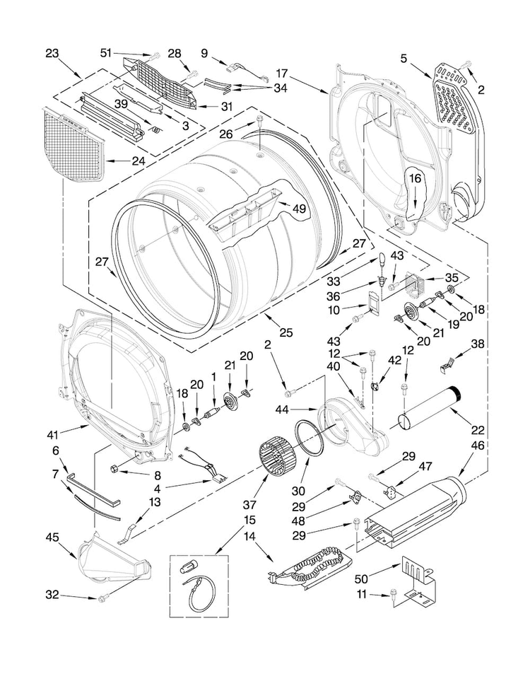 Bulkhead Parts Diagram and Parts List for MEDE250XL0  Maytag Dryer