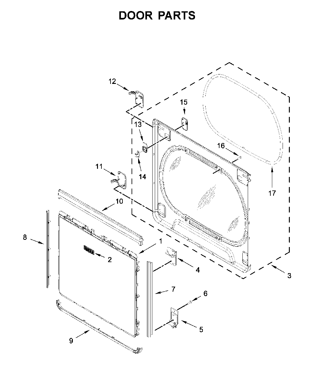 Door parts Diagram and Parts List for MGD8230HC0  Maytag Dryer