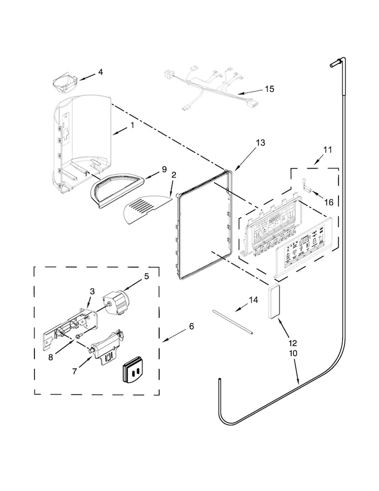 Dispenser Parts Diagram and Parts List for JSC24C8EAM02  Jenn-Air Refrigerator