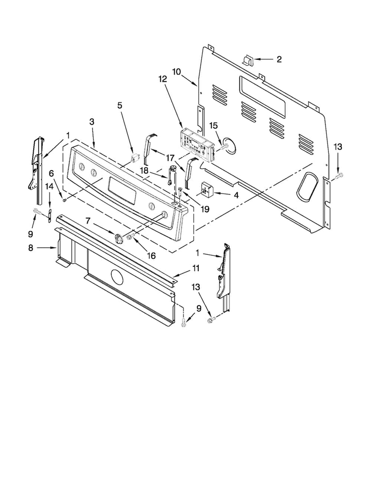 Control Panel Parts Diagram and Parts List for AER5522VCW1  Amana Range