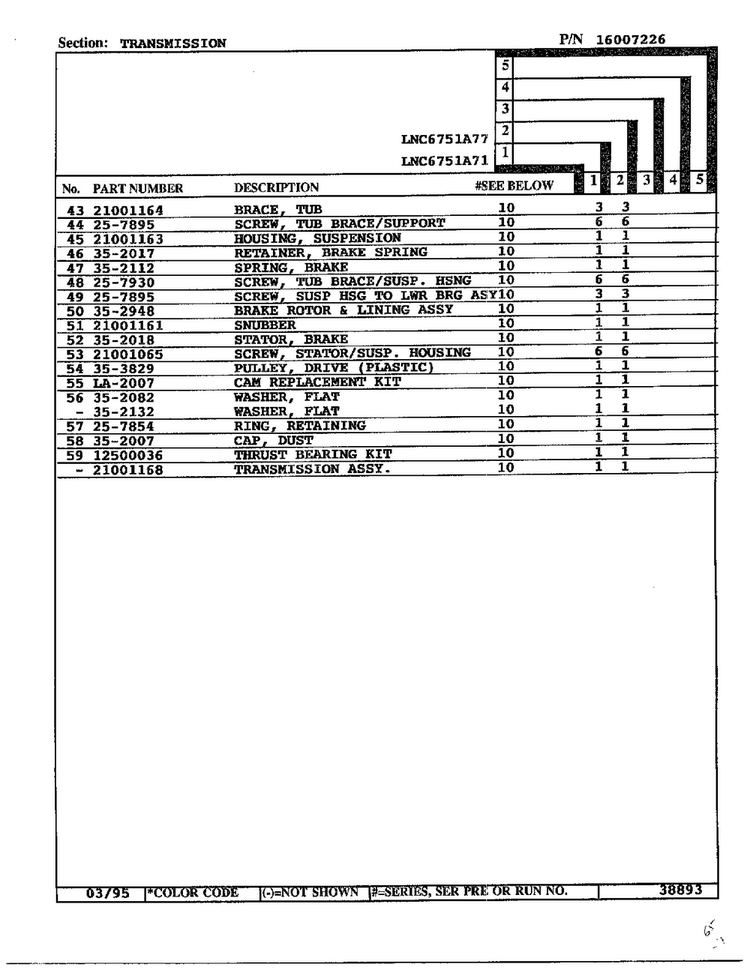 Transmission Page 3 Diagram and Parts List for 6751  Norge Washer