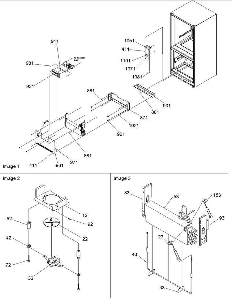 Evaporator & Freezer Control Diagram and Parts List for BX518VE-P1324301WE  Amana Refrigerator