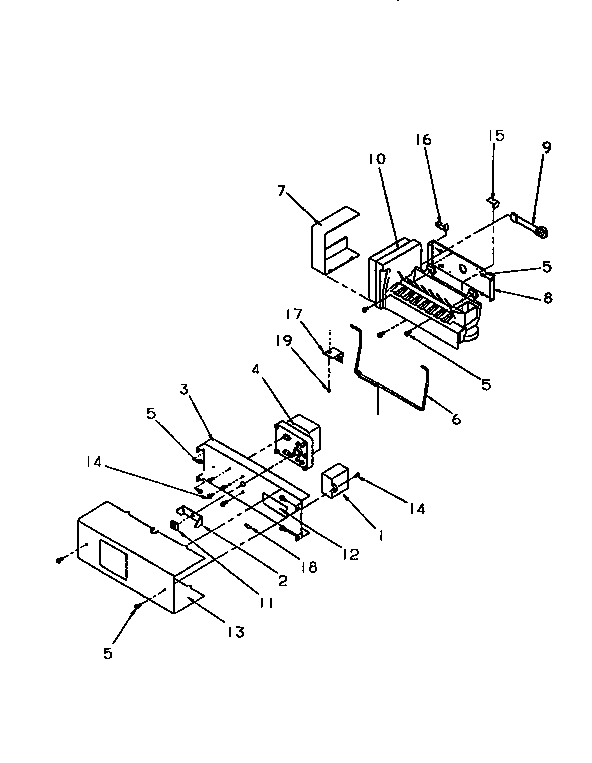 Ice Maker Diagram and Parts List for SSD25SL-P119042WL  Amana Refrigerator
