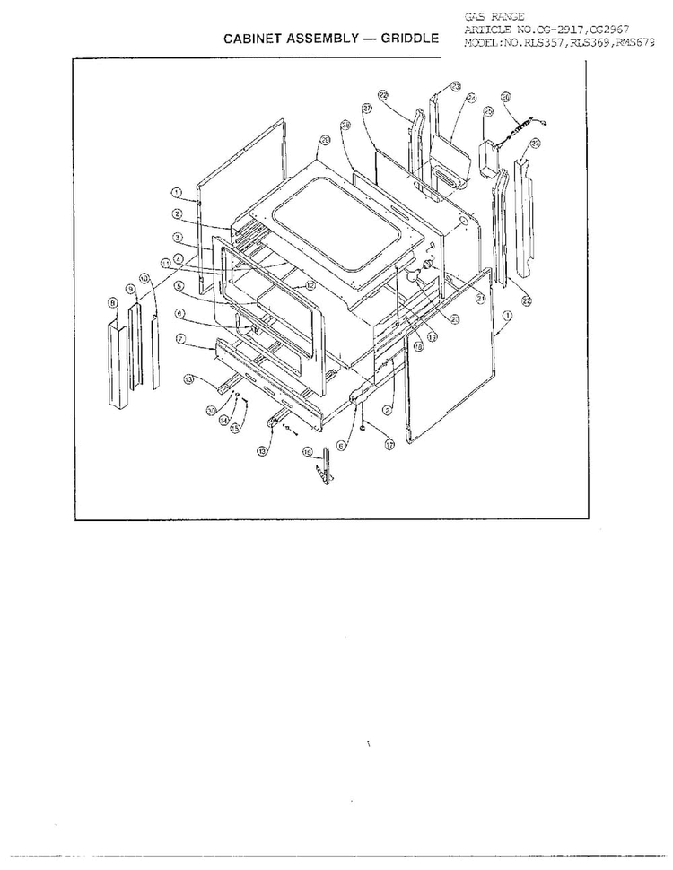 Cabinet Assembly/griddle Diagram and Parts List for 2917  Amana Range