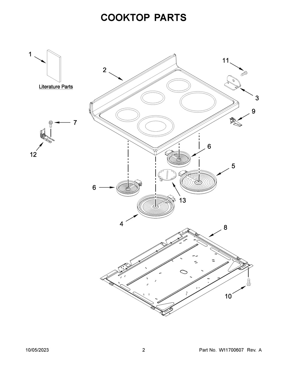 Cooktop Parts Diagram and Parts List for YMER6600FZ6  Maytag Range