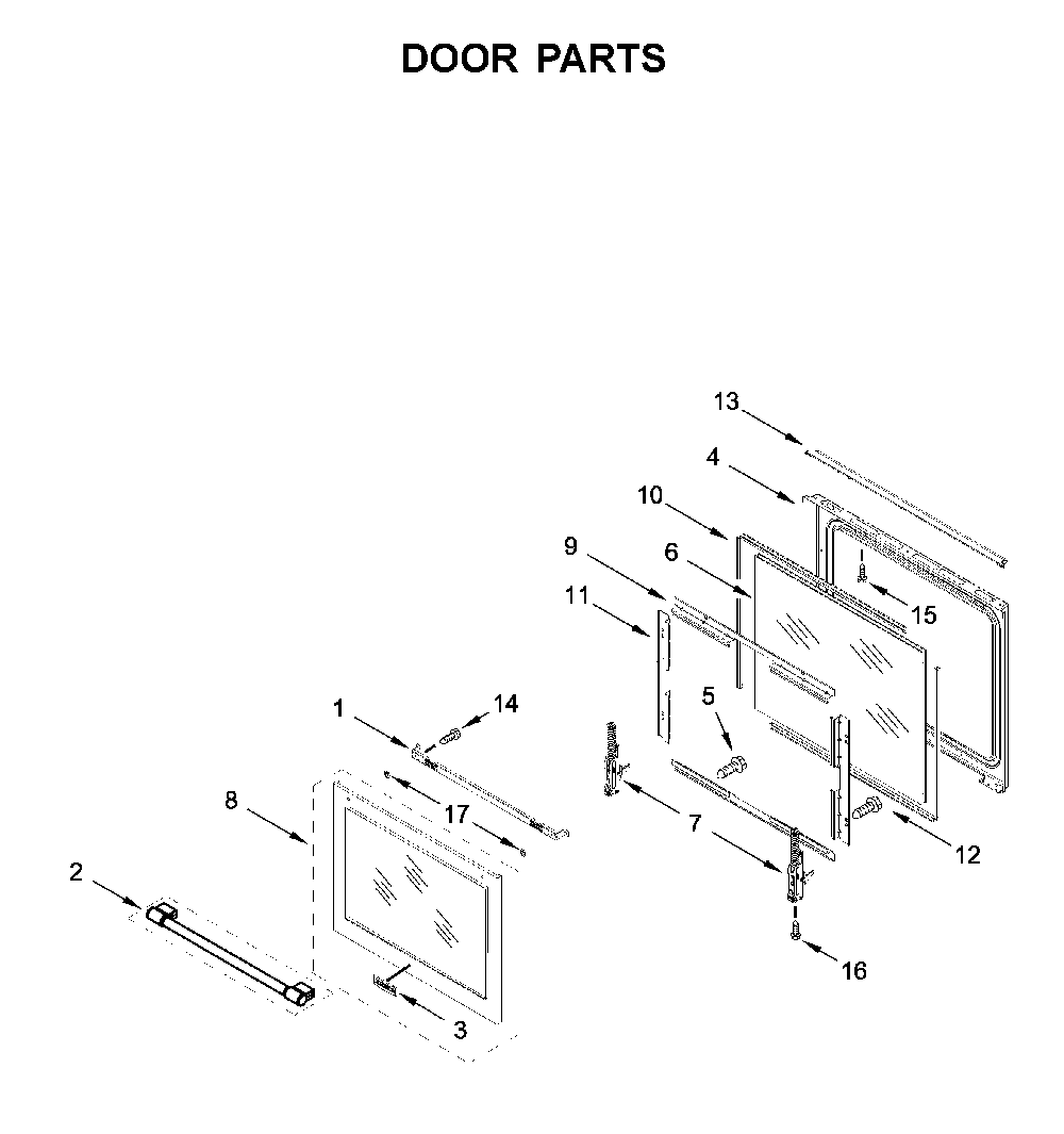 Door parts Diagram and Parts List for MGS8800FZ1  Maytag Range