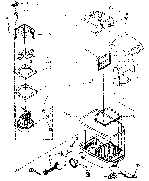 Vacuum Cleaner Parts Diagram and Parts List for 1162525081  Kenmore Canister Vacuum