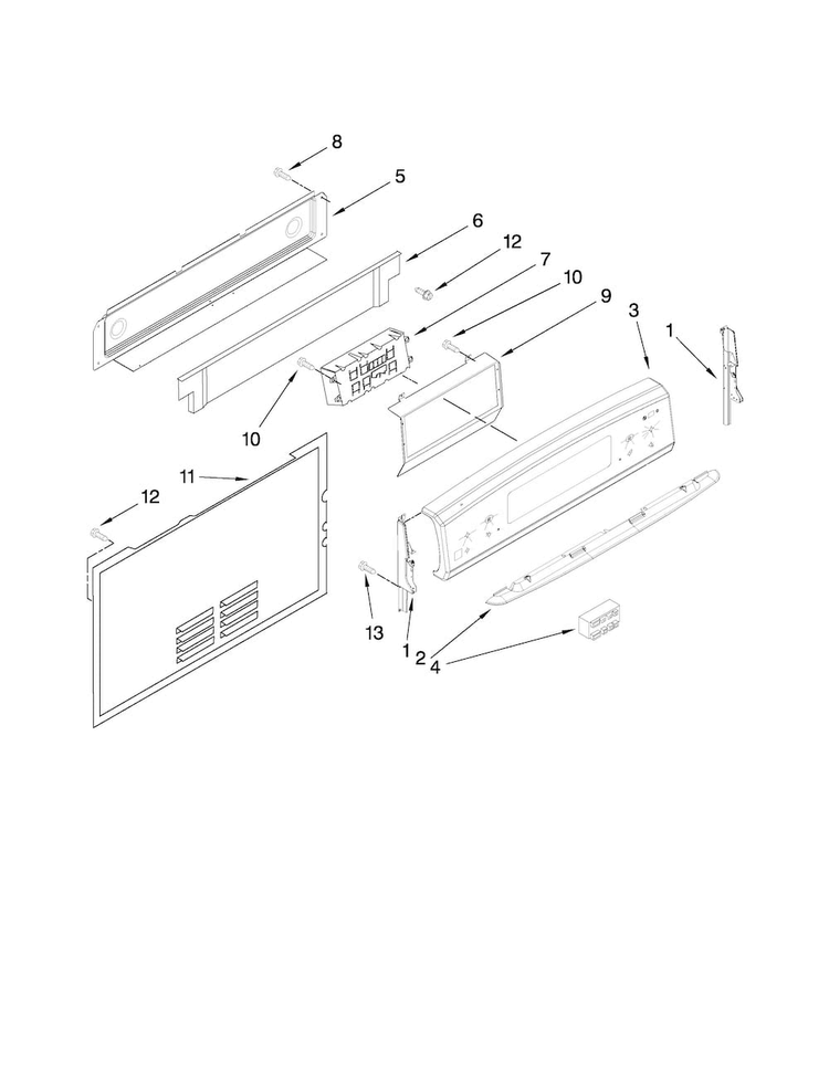 Control Panel Parts Diagram and Parts List for JGR8875RDB1  Jenn-Air Range