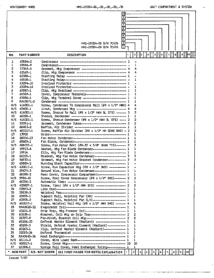 Unit Compartment And System Page 2 Diagram and Parts List for 19284A  Admiral Refrigerator