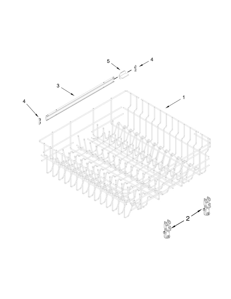 Upper Rack And Track Parts Diagram and Parts List for ADB1300AFB0  Amana Dishwasher