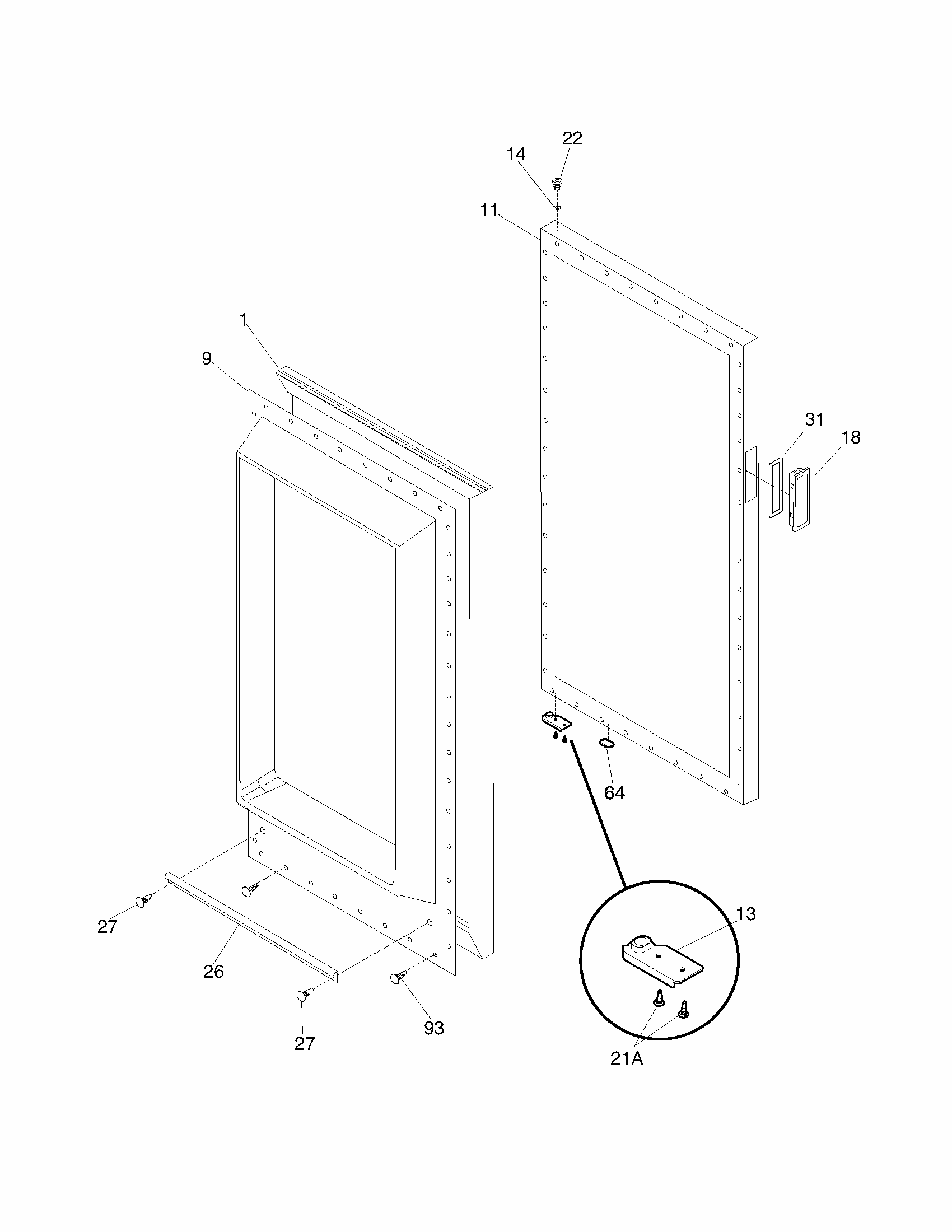 Door Diagram and Parts List for FMR12  Crosley Freezer