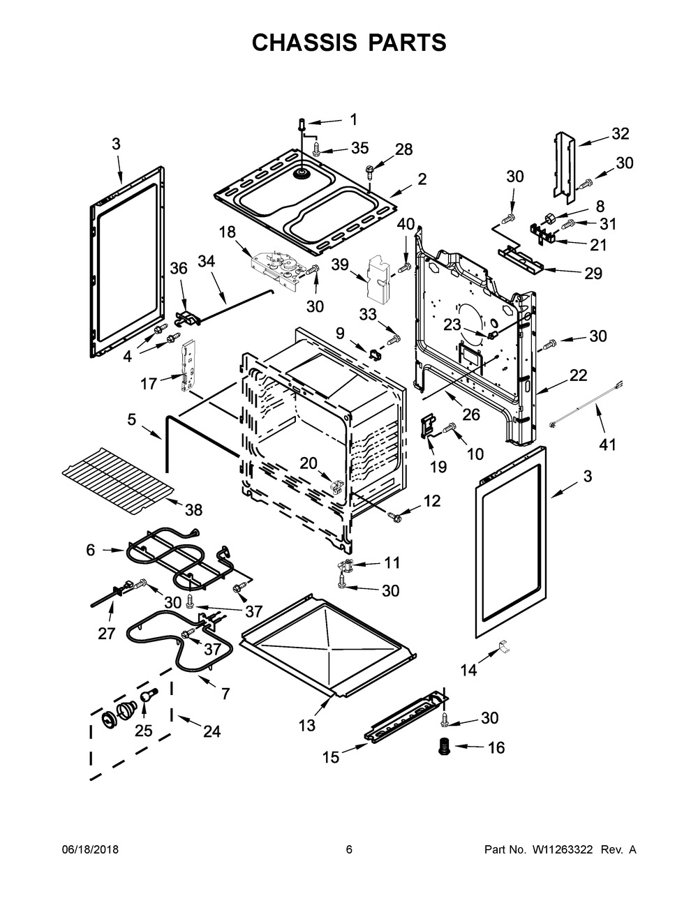 Chassis Parts Diagram and Parts List for YACR4503SFW2  Maytag Range