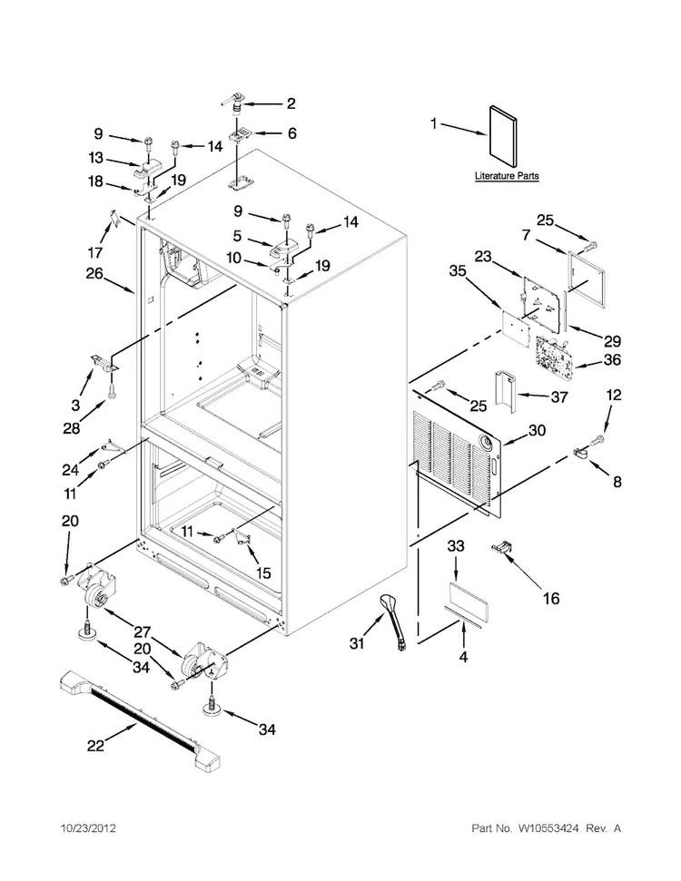 Cabinet Parts Diagram and Parts List for MFI2670XEM9  Maytag Refrigerator