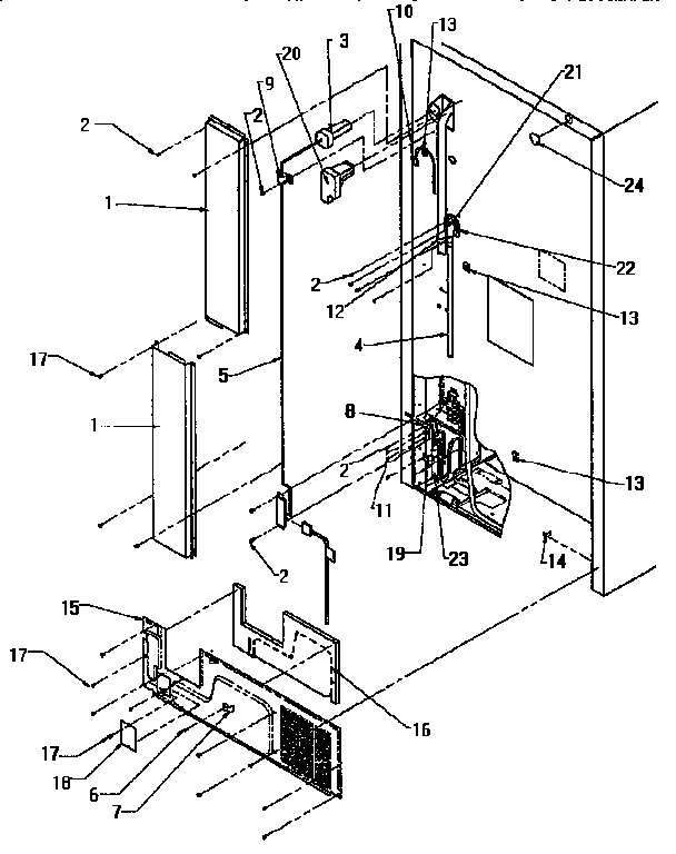 Cabinet Back Diagram and Parts List for TS18R2-P1158411W  Amana Refrigerator