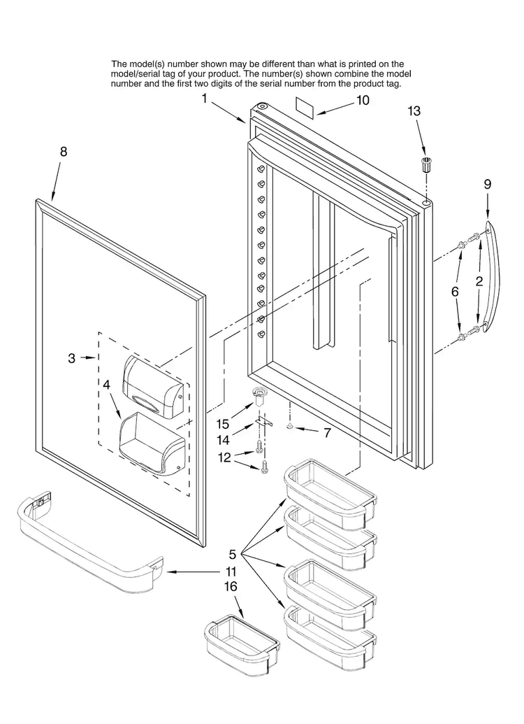 Refrigerator Door Parts Diagram and Parts List for ABL2227FES12  Amana Refrigerator