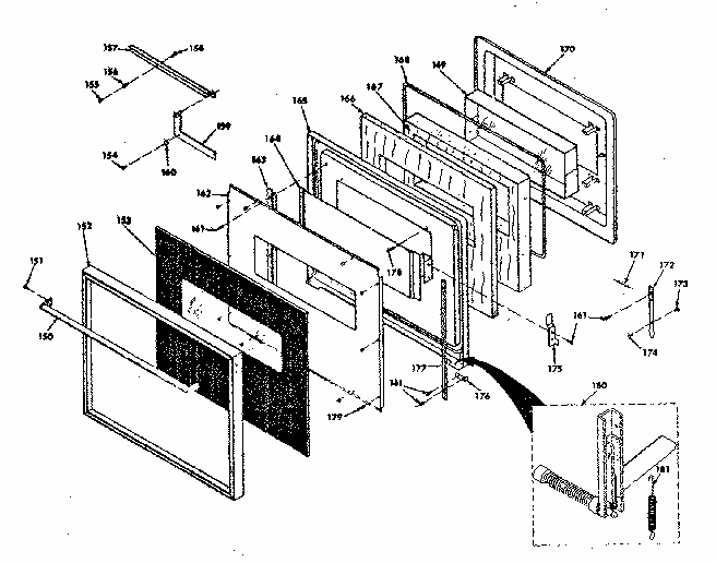 Oven Door Diagram and Parts List for 8504237790  Kenmore Range