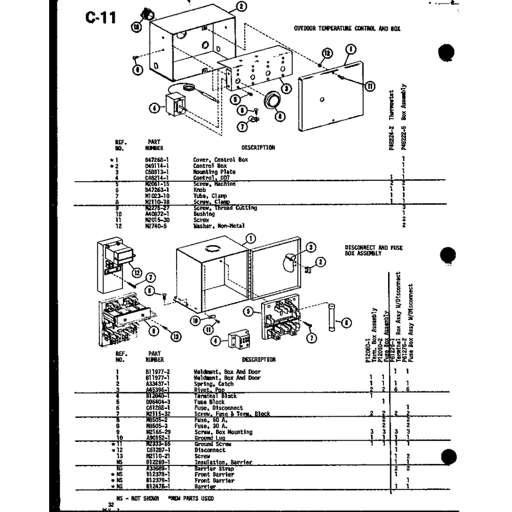 Outdoor Temperature Control And Box Diagram and Parts List for BBC3610M-B P67346-6C Amana Air Conditioner