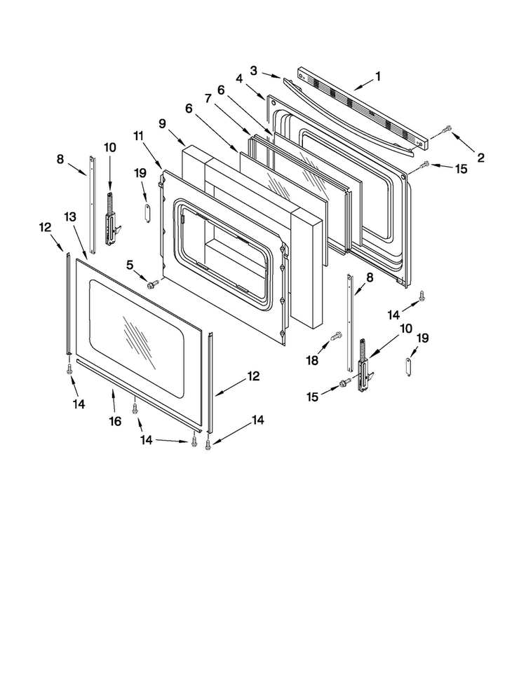Door Parts Diagram and Parts List for AGR6011VDS3  Amana Range