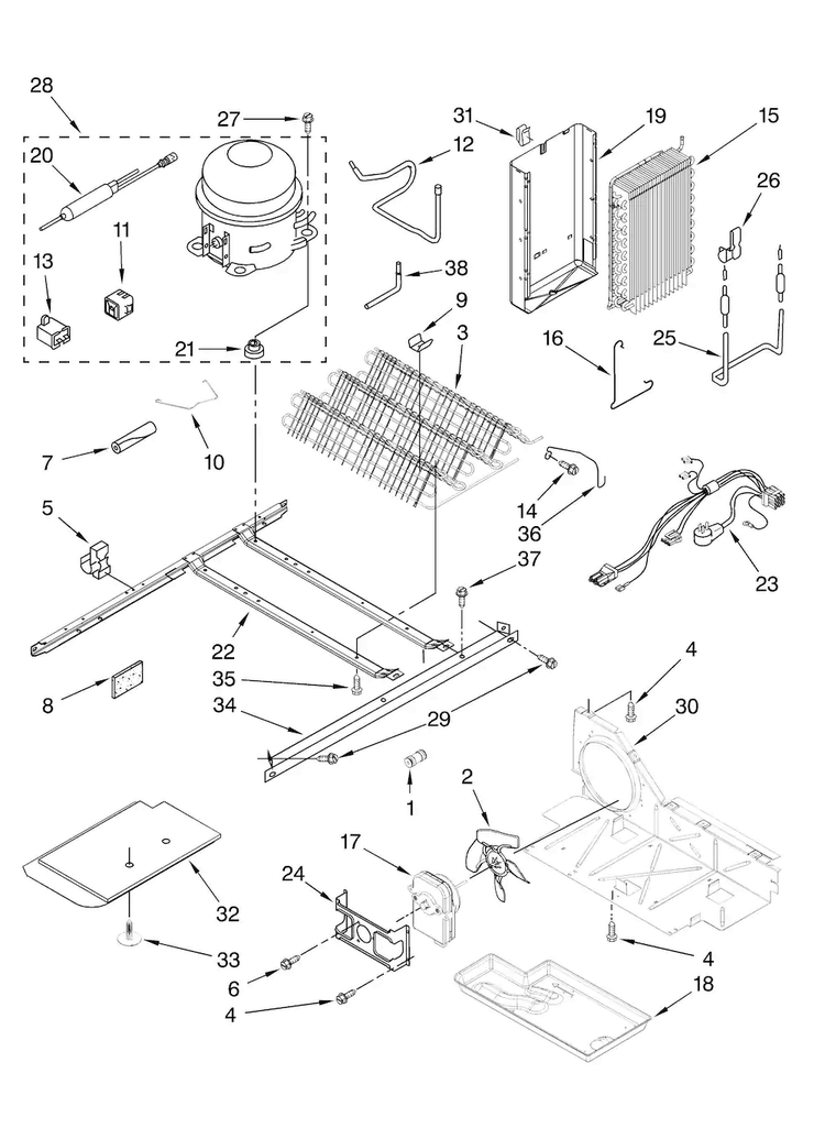 Unit Parts Diagram and Parts List for ASD2522WRS01  Amana Refrigerator