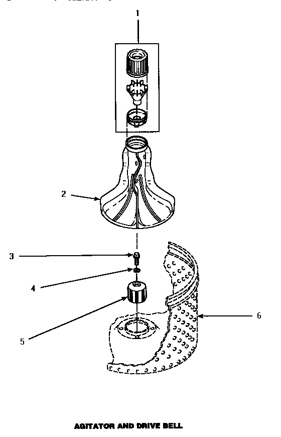 Agitator & Drive Bell Diagram and Parts List for CW9203W P1163405WW Amana Washer