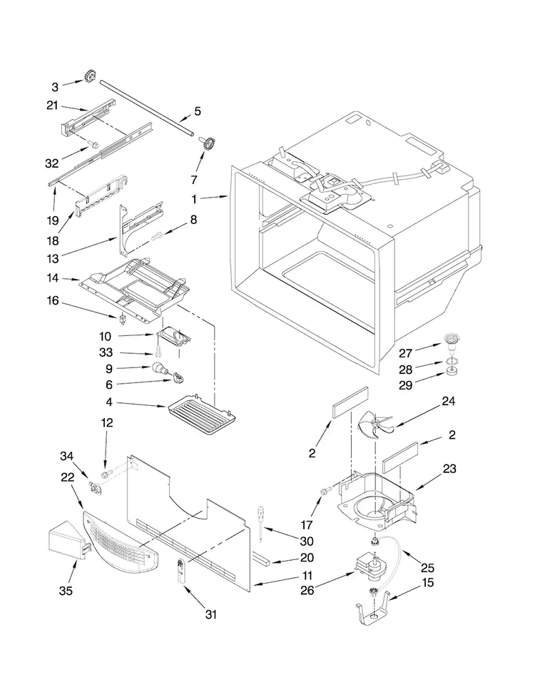 Freezer Liner Parts Diagram and Parts List for JFC2089HPR2  Jenn-Air Refrigerator