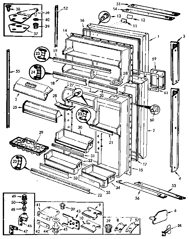 Doors Diagram and Parts List for JRTD225LB M9C76A Jenn-Air Refrigerator