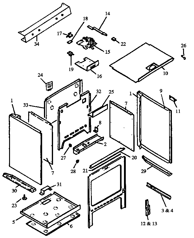 Cabinet Assembly Diagram and Parts List for AGS750L-P1141236NL  Amana Range