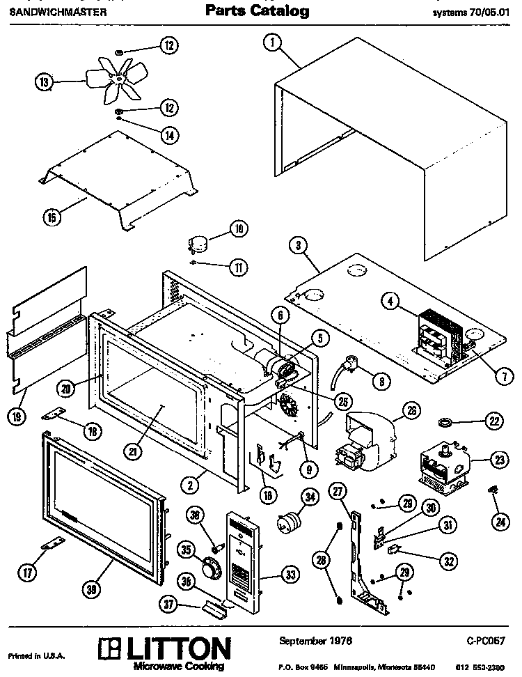 Section 16 Diagram and Parts List for 70 0502 Amana Microwave