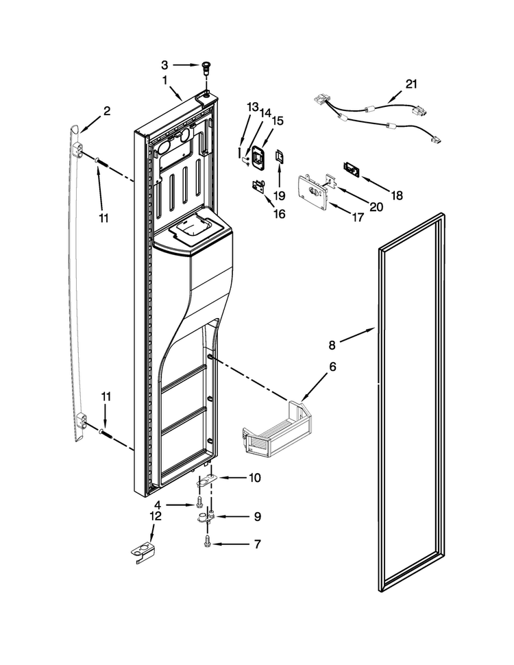 Freezer Door Parts Diagram and Parts List for JSC24C8EAM01  Jenn-Air Refrigerator