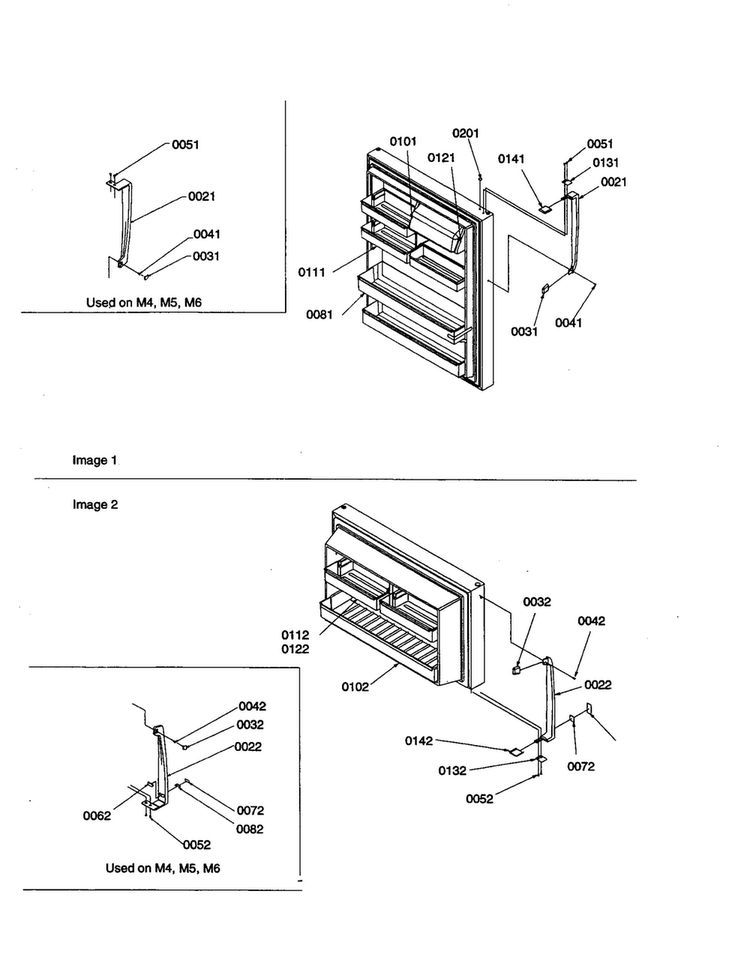 Door Handles And Shelves Diagram and Parts List for TR25V2E-P1316102WE  Amana Refrigerator