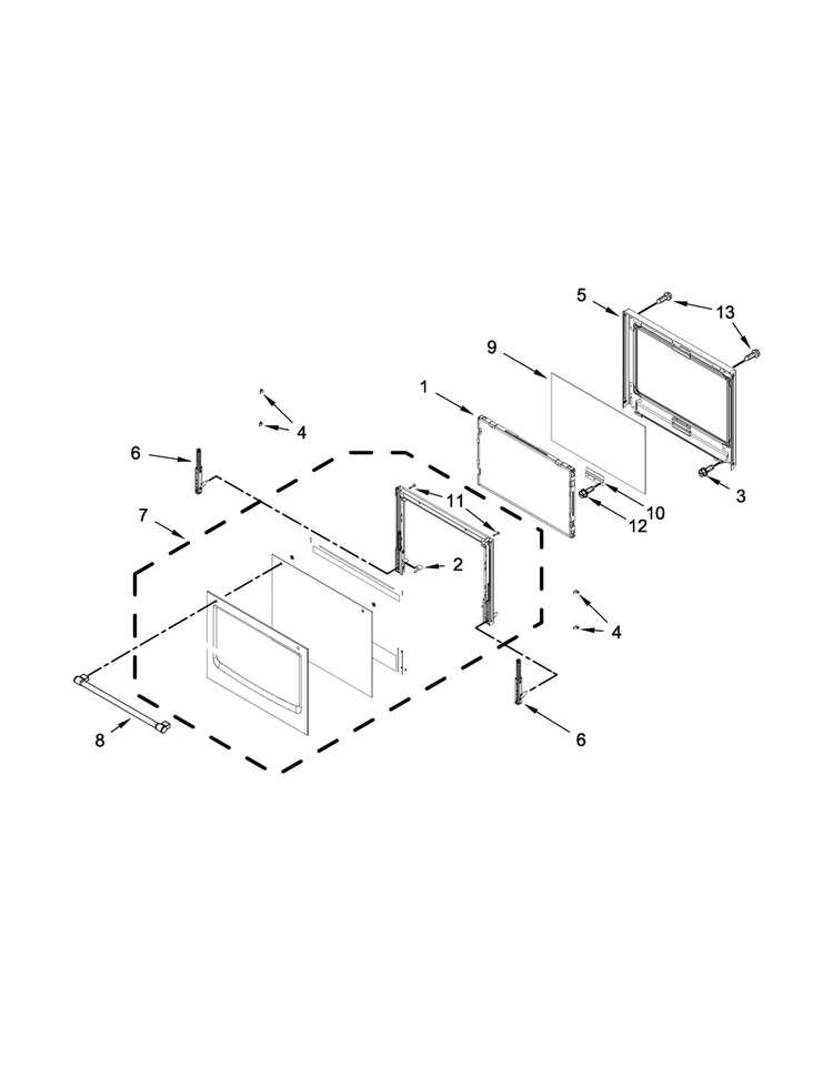 Upper Oven Door Parts Diagram and Parts List for MEW7627DE01  Maytag Wall Oven