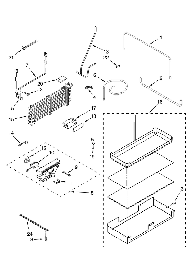 Lower Unit And Tube Parts Diagram and Parts List for JF42SEFXDB00  Jenn-Air Refrigerator