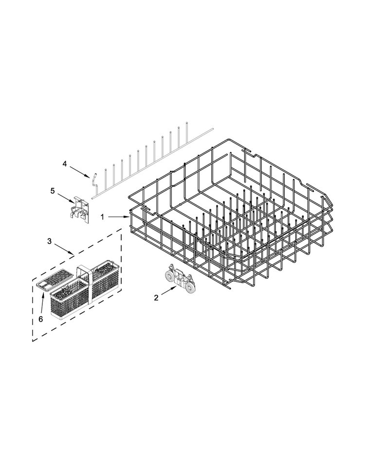 Lower Rack And Track Parts Diagram and Parts List for JDB9000CWP2  Jenn-Air Dishwasher