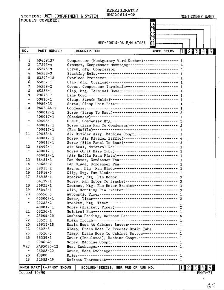 Unit Compartment And System Page 2 Diagram and Parts List for 6540A REV Admiral Refrigerator