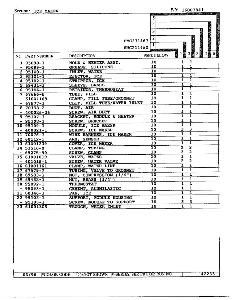 Ice Maker Page 2 Diagram and Parts List for HMG211460  Admiral Refrigerator