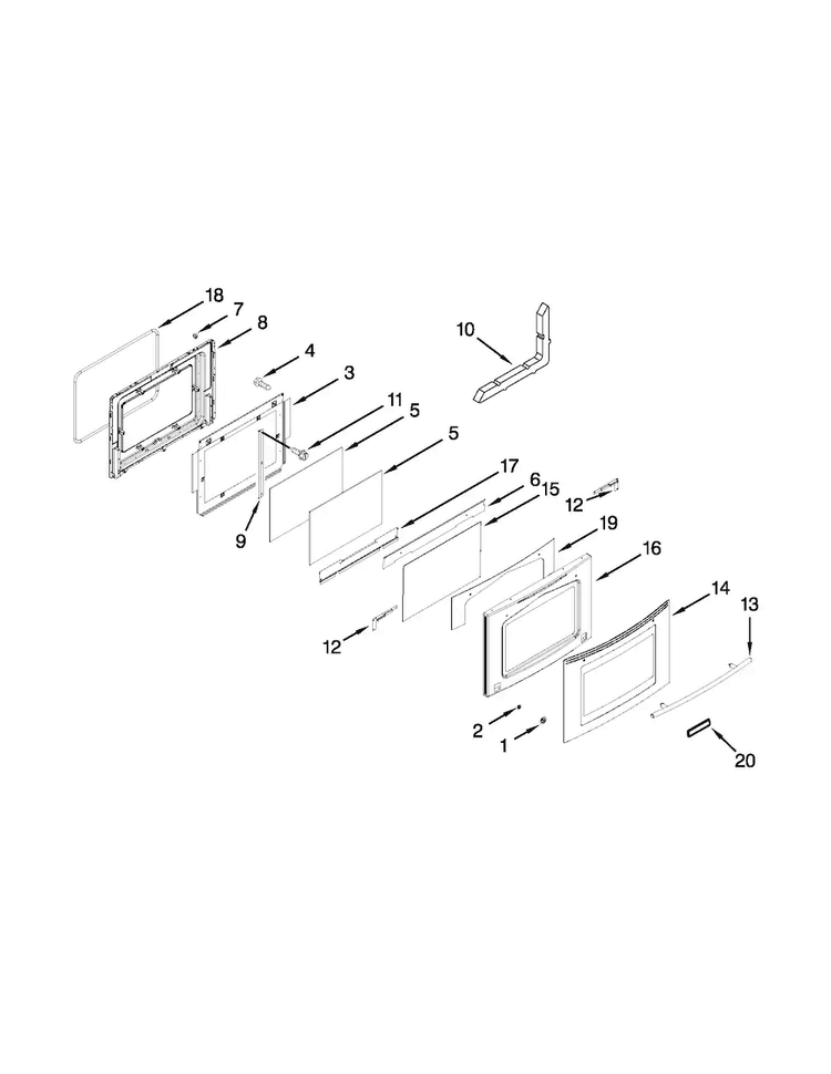 Door Parts Diagram and Parts List for JES9860CAS00  Jenn-Air Range