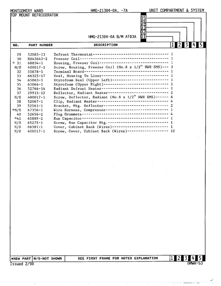 Unit Compartment And System Page 3 Diagram and Parts List for 21304A  Admiral Refrigerator