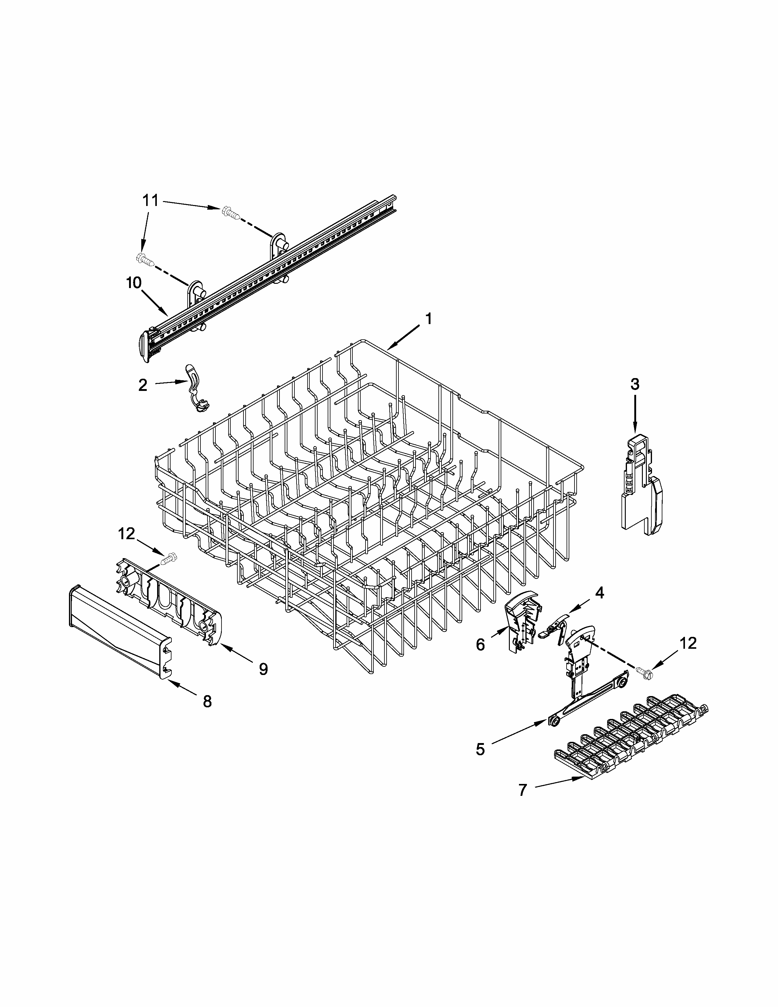 Upper Rack And Track Parts Diagram and Parts List for MDB6949SDM0  Maytag Dishwasher
